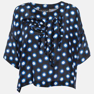 Boutique Moschino Black Dot Print Cotton Oversized Cropped Top S